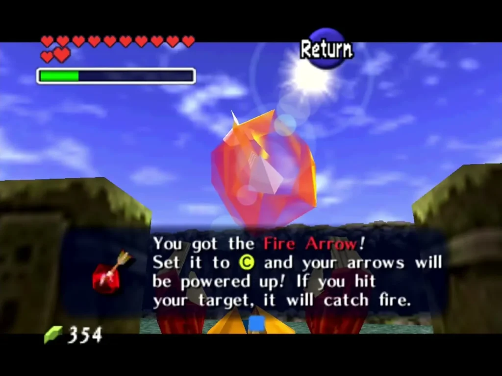 The Fire Arrow shown with its full item message box The Fire Arrow shown with its full item message box