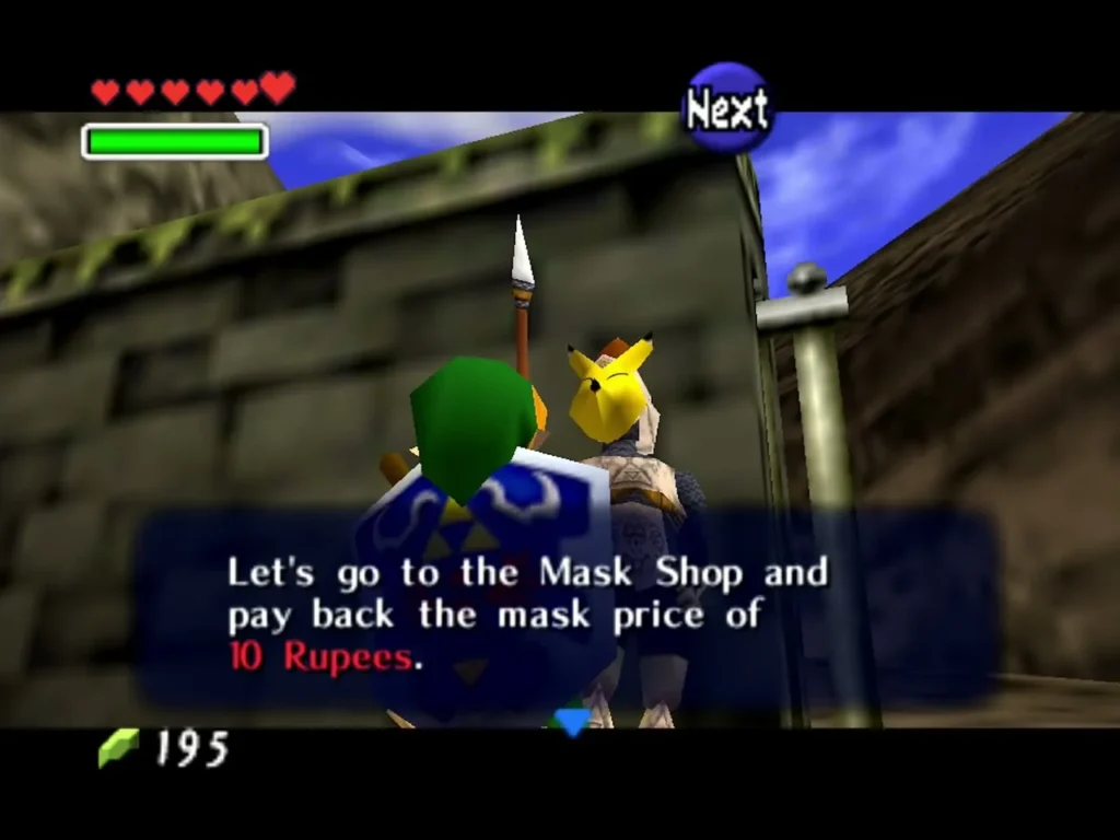 Link heading back to the Mask Shop to repay the 10 Rupee mask price Link heading back to the Mask Shop to repay the 10 Rupee mask price