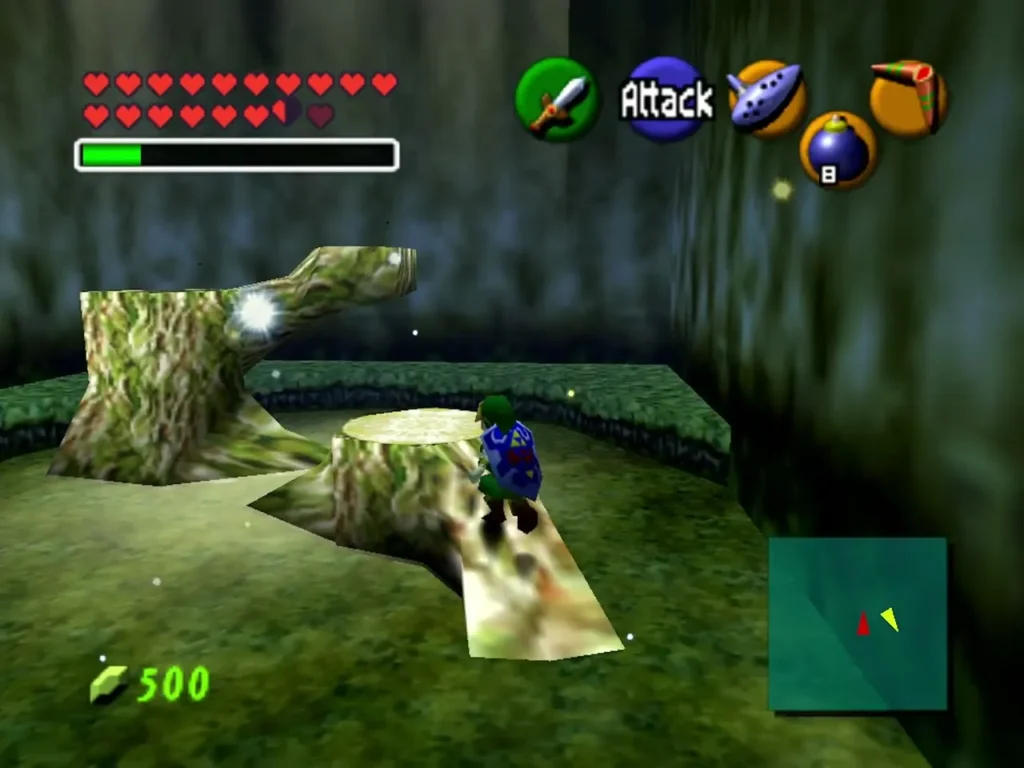 Link at the Skull Kid's tree stump in the Lost Woods with a Skull Kid perched on the log beside it Link at the Skull Kid's tree stump in the Lost Woods with a Skull Kid perched on the log beside it