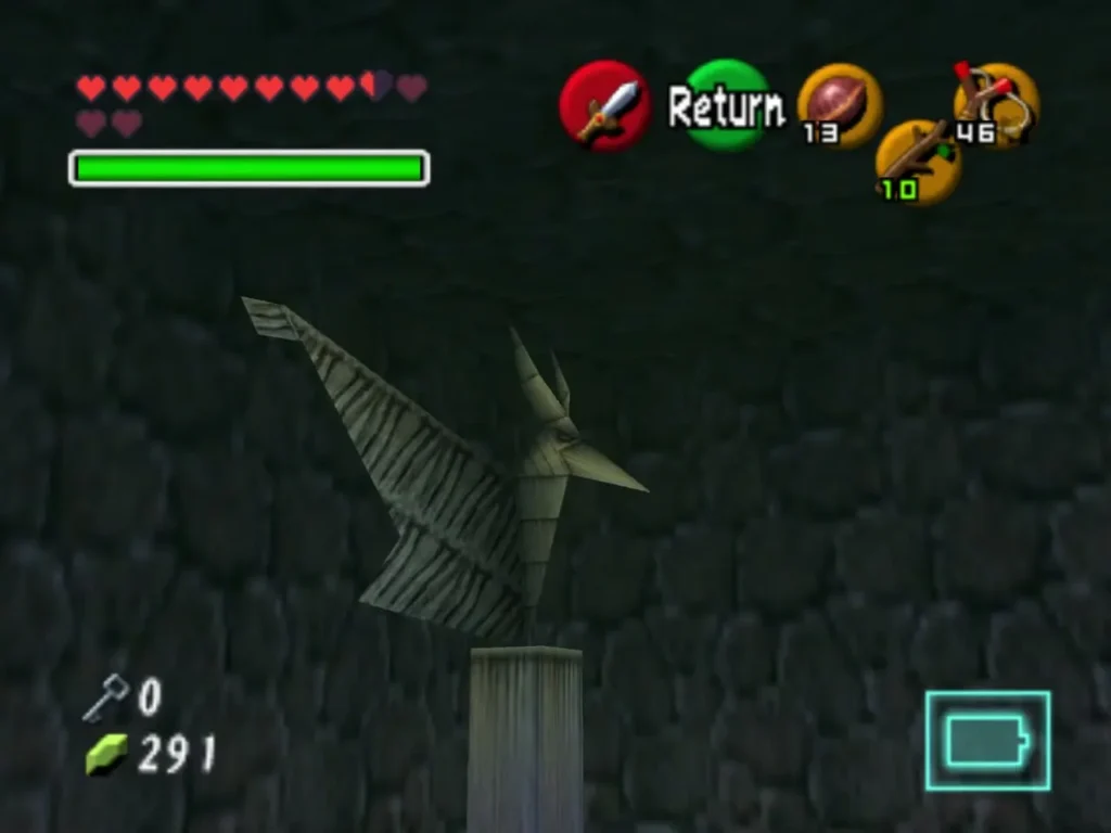 The bird statue standing on its pillar at the back wall of the coffin room The bird statue standing on its pillar at the back wall of the coffin room