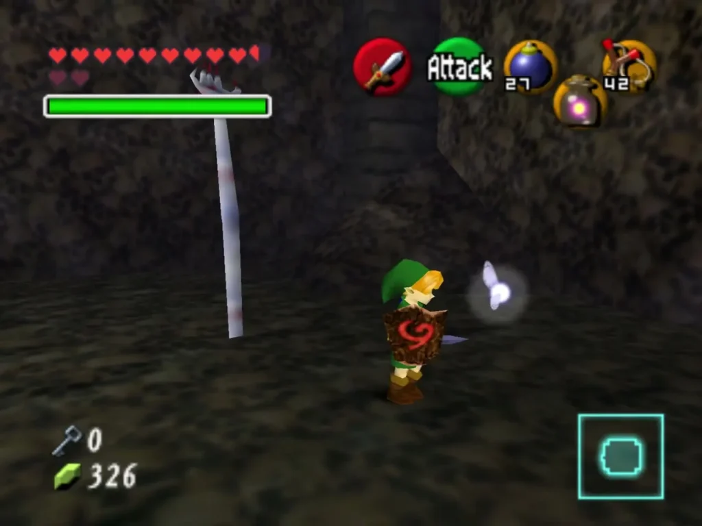 Link beside a pale arm in the dark Dead Hand crypt with a fairy nearby Link beside a pale arm in the dark Dead Hand crypt with a fairy nearby