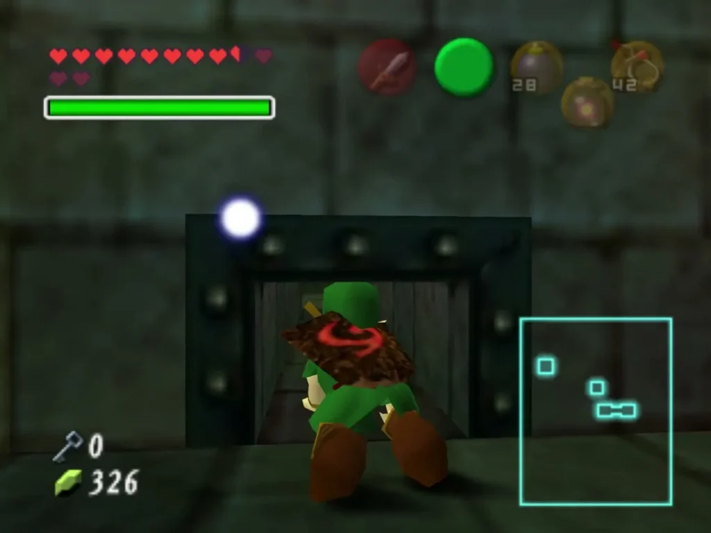 Link in a dark stone doorway leading into the Dead Hand crypt in the Bottom of the Well Link in a dark stone doorway leading into the Dead Hand crypt in the Bottom of the Well