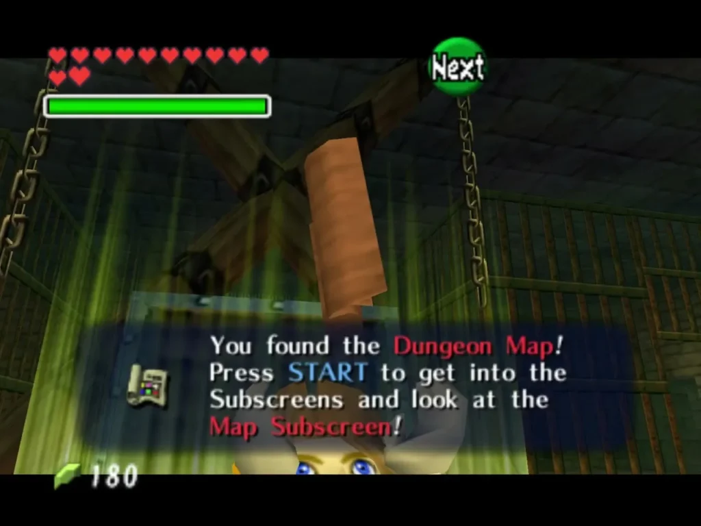 Child Link holding up the Dungeon Map with the You found the Dungeon Map message box Child Link holding up the Dungeon Map with the You found the Dungeon Map message box