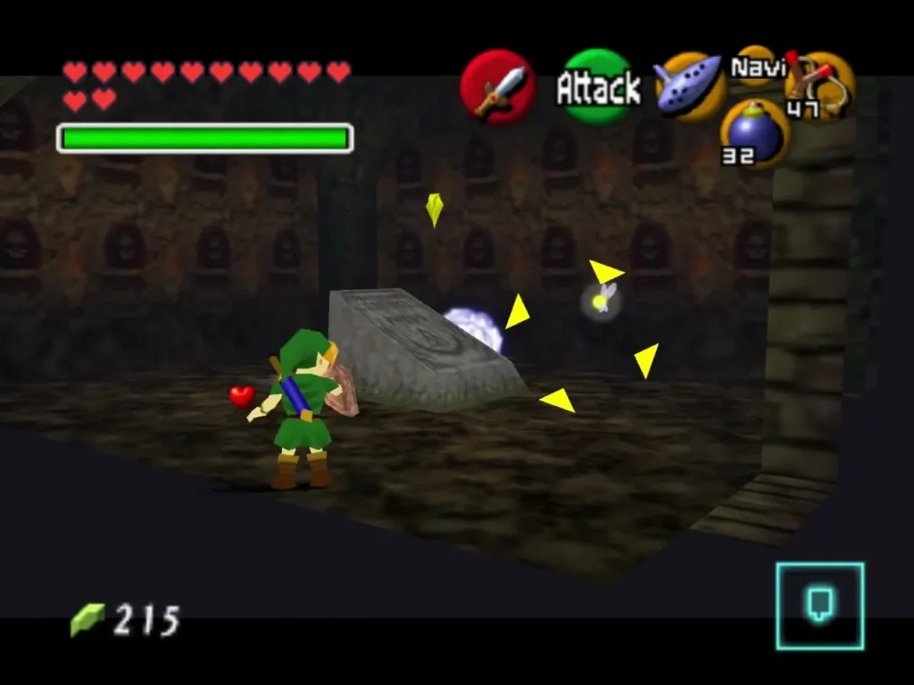 Child Link beside a rock with a heart pickup on the floor Child Link beside a rock with a heart pickup on the floor