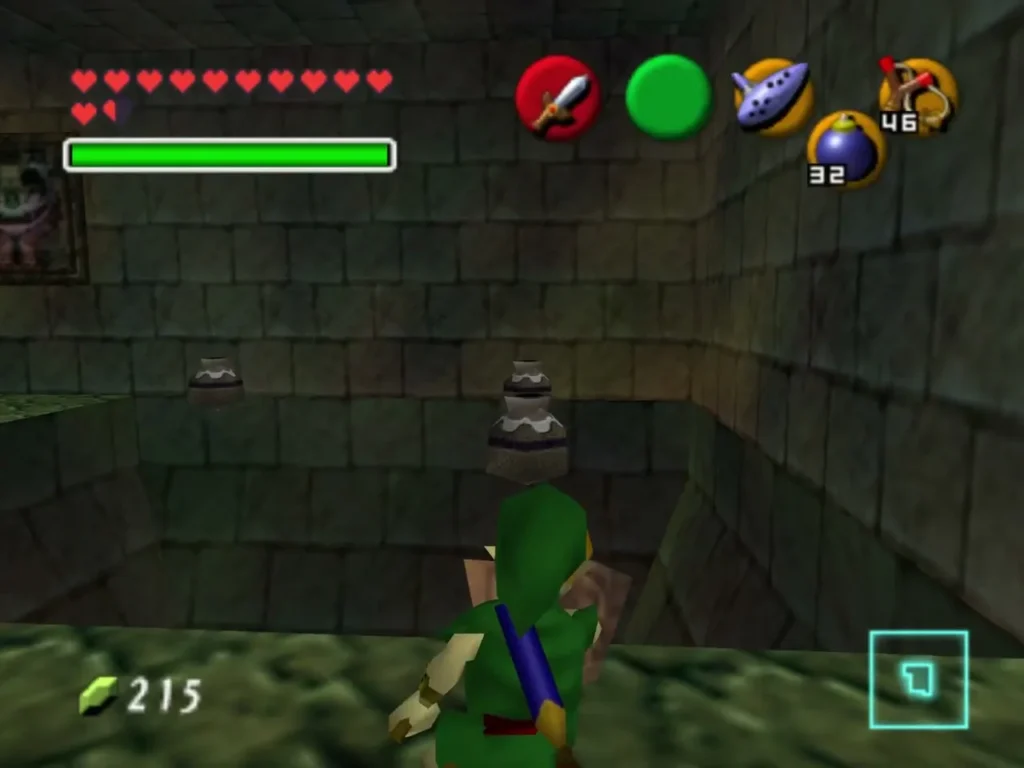 Child Link in a stone room with clay pots on the ledges ahead Child Link in a stone room with clay pots on the ledges ahead