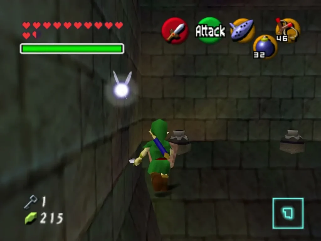 Child Link in a stone corridor beside two clay pots Child Link in a stone corridor beside two clay pots