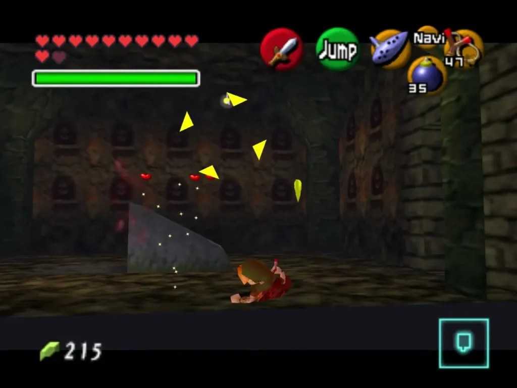 Child Link beside a broken rock with hearts scattered on the floor Child Link beside a broken rock with hearts scattered on the floor