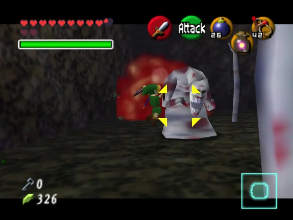 Link slashing the face of Dead Hand with a burst of red impact Link slashing the face of Dead Hand with a burst of red impact