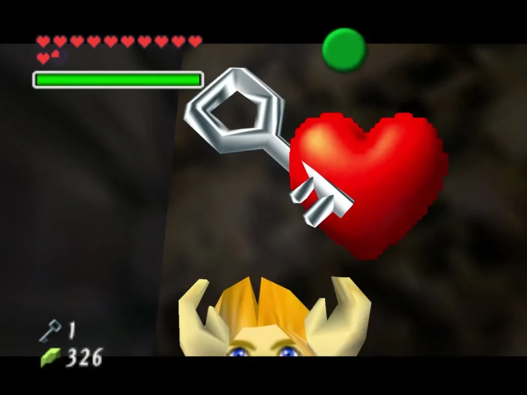 Link raising a Small Key over his head after defeating Dead Hand Link raising a Small Key over his head after defeating Dead Hand