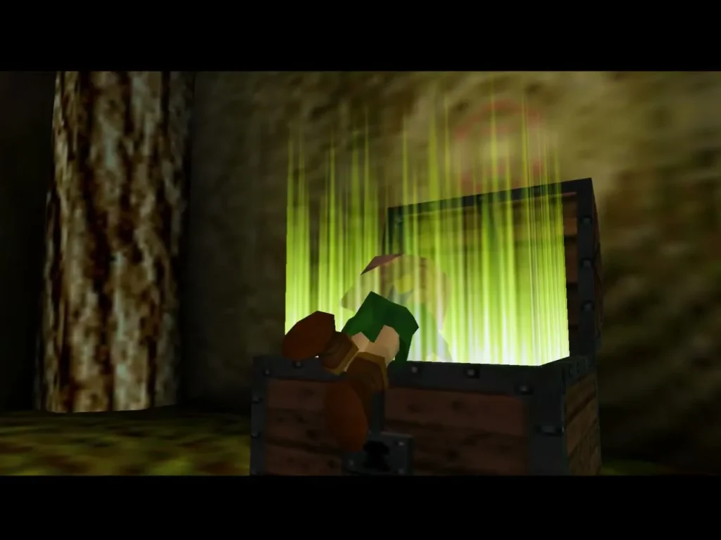 Link opening the chest in the compass room Link opening the chest in the compass room