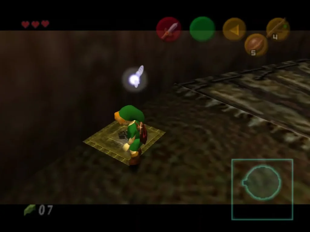 Link on a tile with five Deku Nuts assigned to a C button Link on a tile with five Deku Nuts assigned to a C button