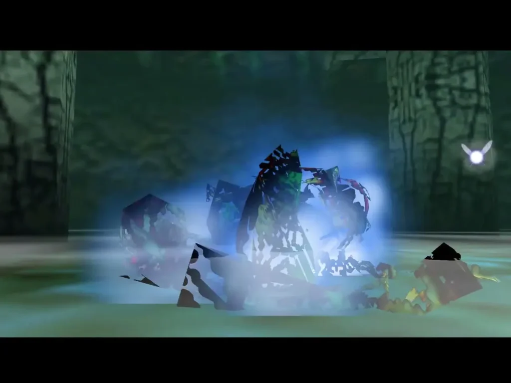 Gohma breaking apart in a blue glow at the end of the fight Gohma breaking apart in a blue glow at the end of the fight