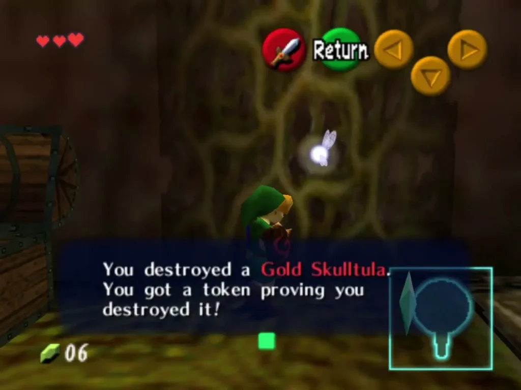 Message that Link destroyed a Gold Skulltula and got its token Message that Link destroyed a Gold Skulltula and got its token