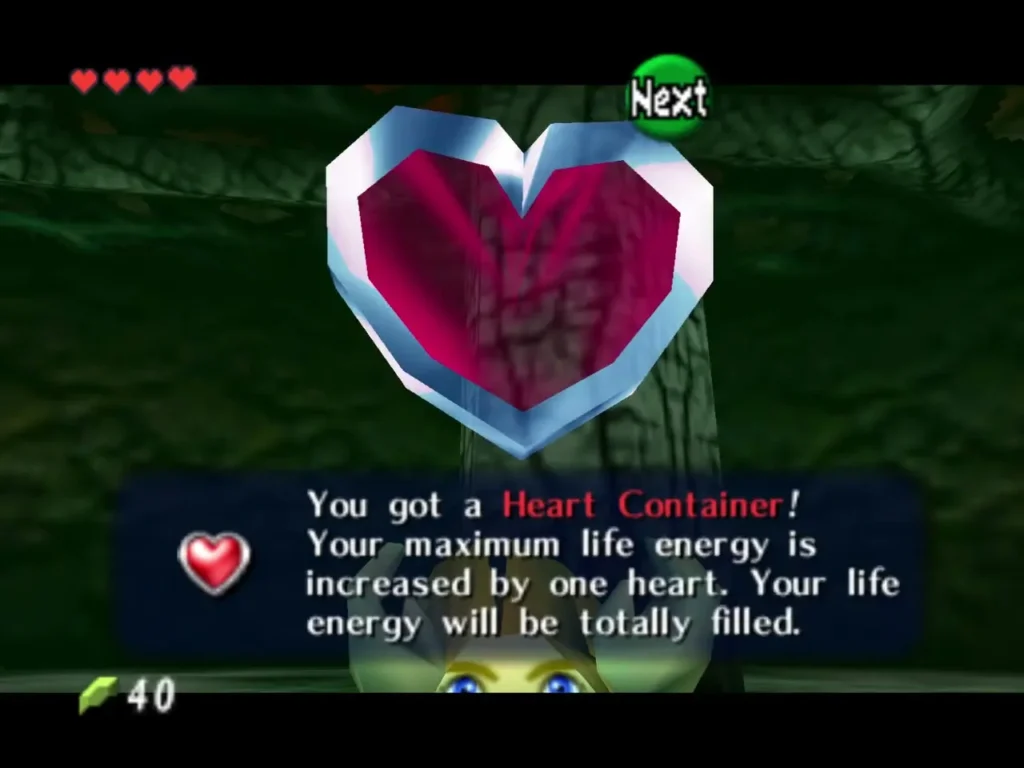 Heart Container item box announcing one more heart of maximum life Heart Container item box announcing one more heart of maximum life