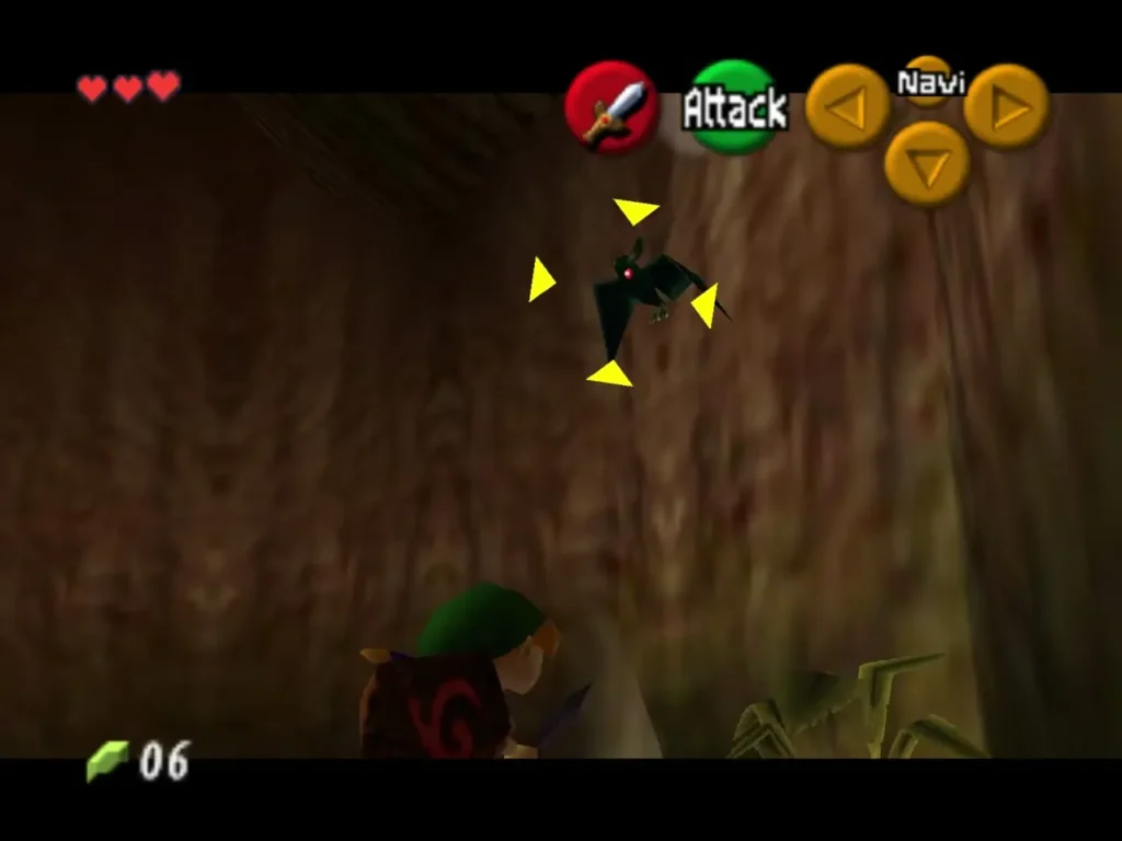A Keese flying near Link on the wooden walkway A Keese flying near Link on the wooden walkway