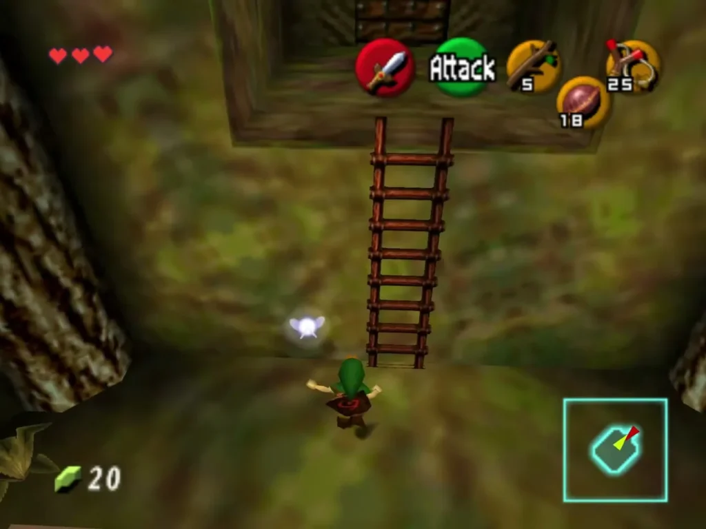 A wooden ladder reaching up to a doorway above Link A wooden ladder reaching up to a doorway above Link