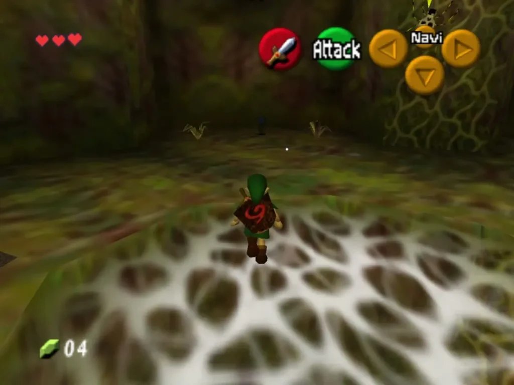 Link standing on the spider web stretched over the hole in the lobby floor Link standing on the spider web stretched over the hole in the lobby floor