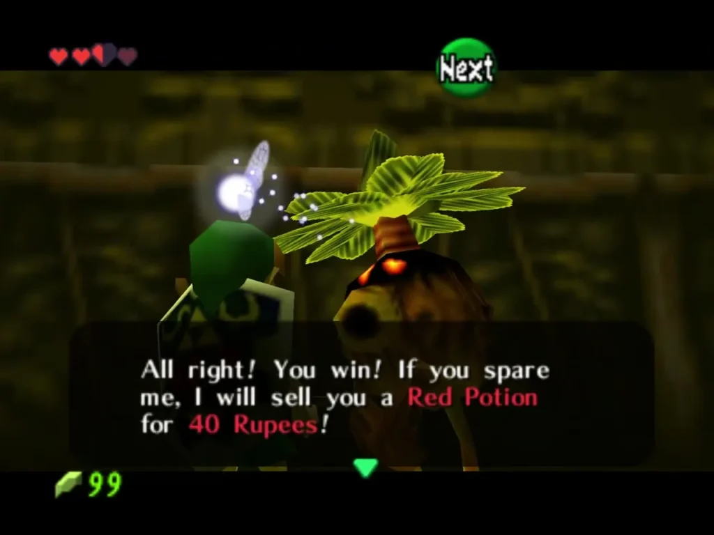 Business Scrub text box offering to sell a Red Potion for 40 Rupees