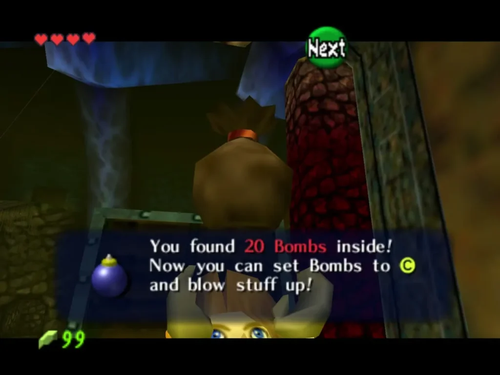 Message box reading You found 20 Bombs inside after opening the Bomb Bag chest