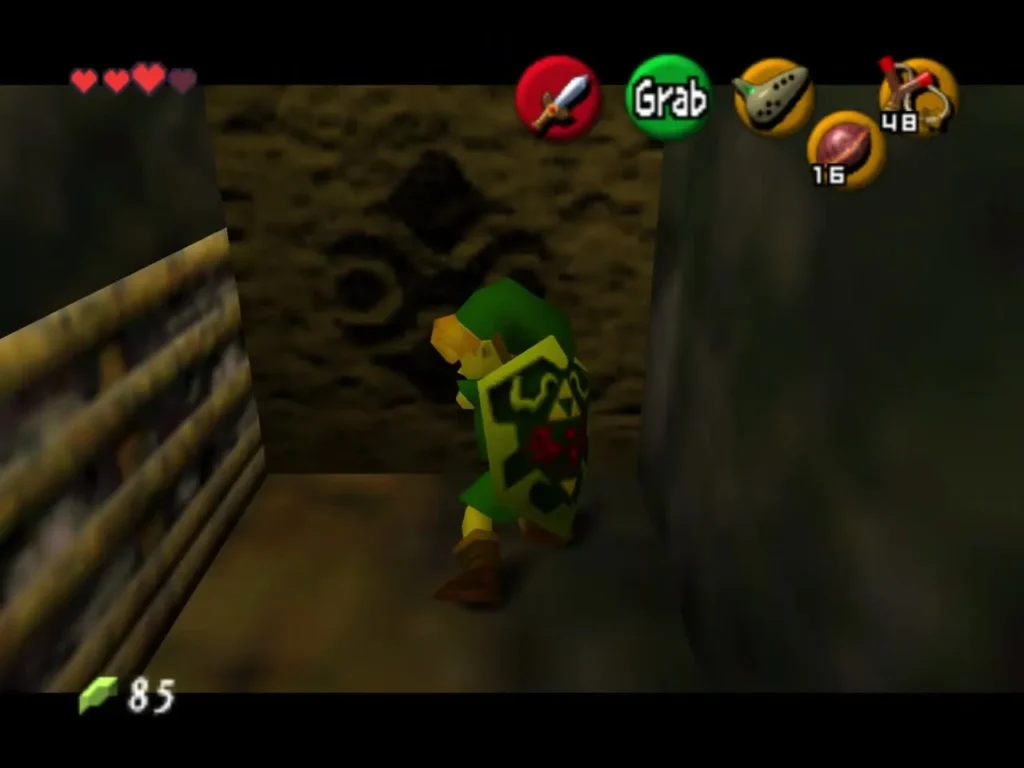 Link pushing a carved stone block toward the torch room wall