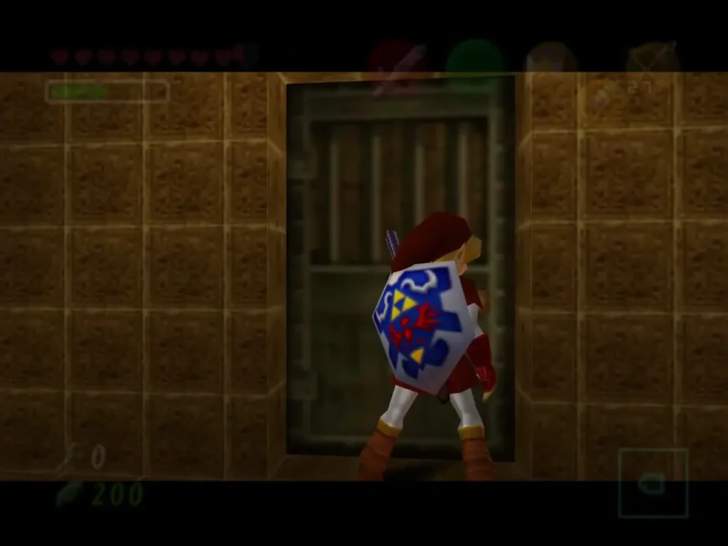 Link steps through a stone doorway at the top of the climb