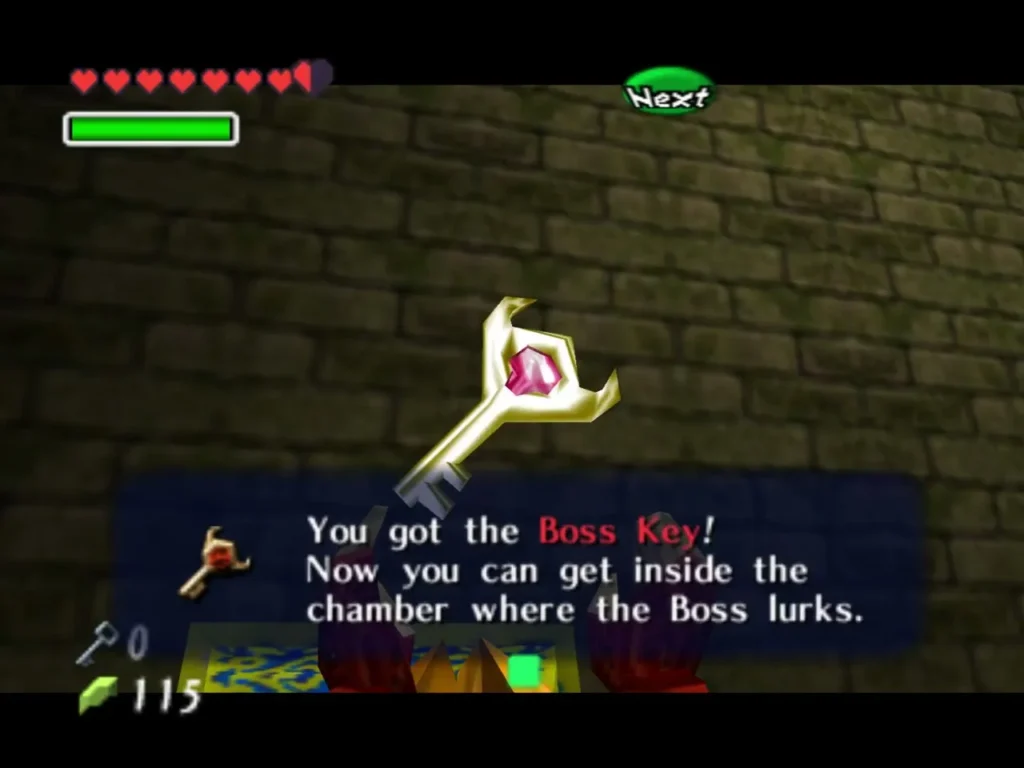 Item box reading You got the Boss Key and the chamber it opens