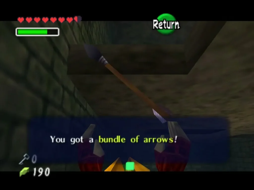 Item box reading You got a bundle of arrows above a held arrow