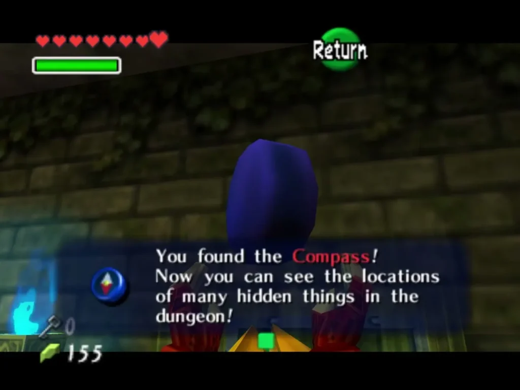 Item box reading You found the Compass in the dungeon