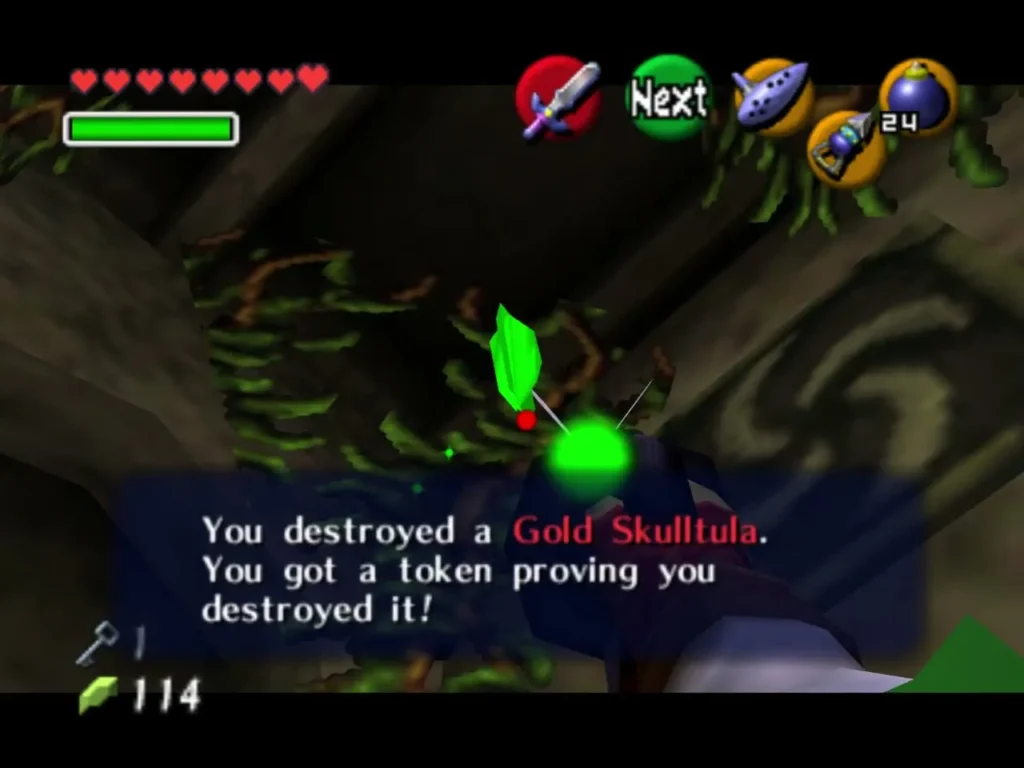 Item box reading You destroyed a Gold Skulltula and got a token proving it