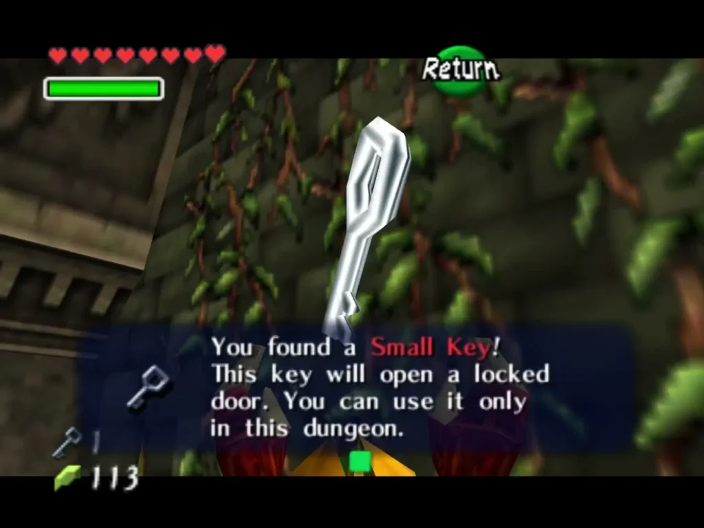 Item box reading You found a Small Key that opens a locked door in this dungeon