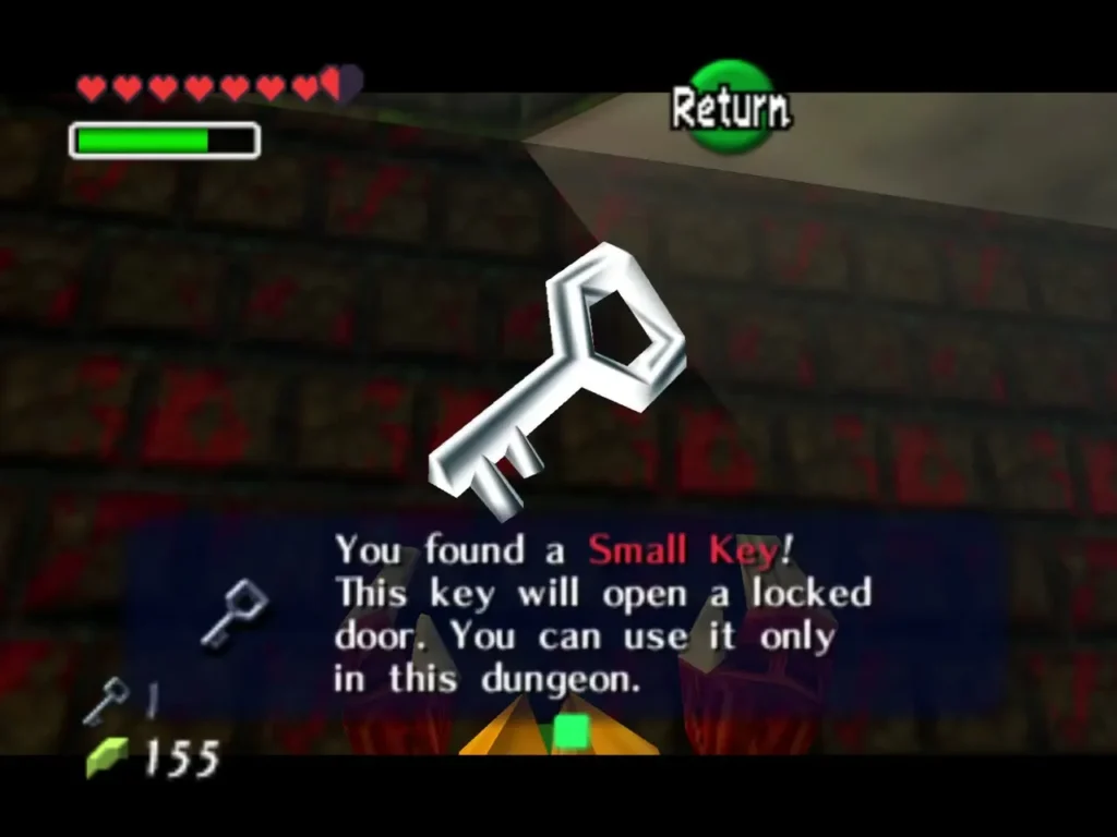 Item box reading You found a Small Key in the drained well
