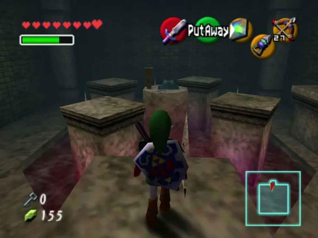 Link stepping into the spike room through the door after using a key