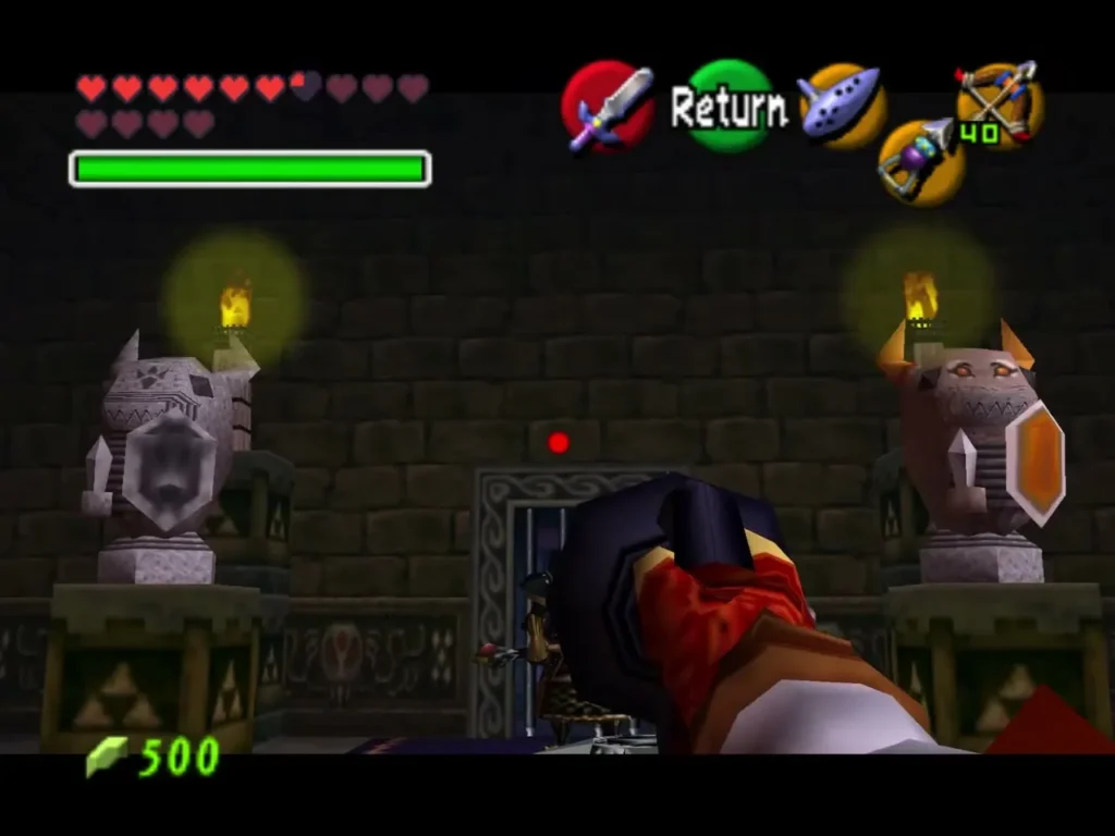An Armos statue standing on a pedestal in the anteroom An Armos statue standing on a pedestal in the anteroom