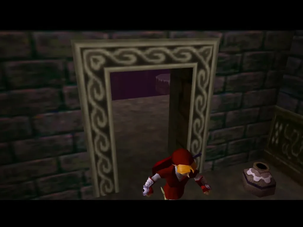 Link at the doorway that opens after the last Silver Rupee Link at the doorway that opens after the last Silver Rupee