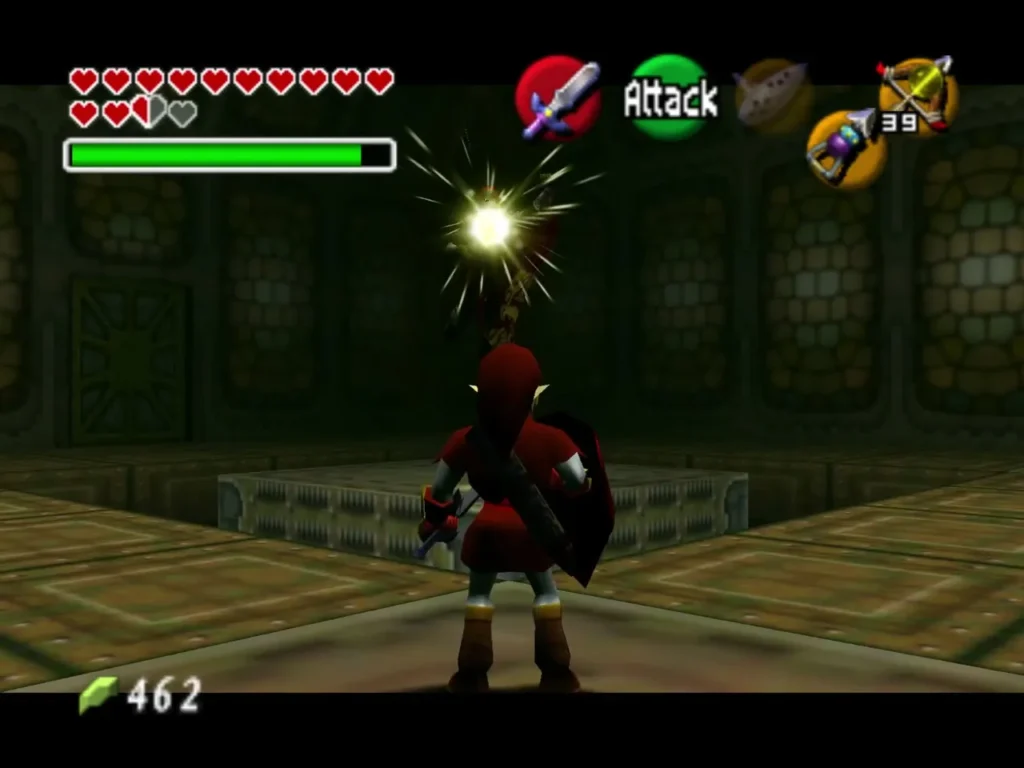 Energy ball flying off Link's sword back toward Ganondorf in the arena Energy ball flying off Link's sword back toward Ganondorf in the arena