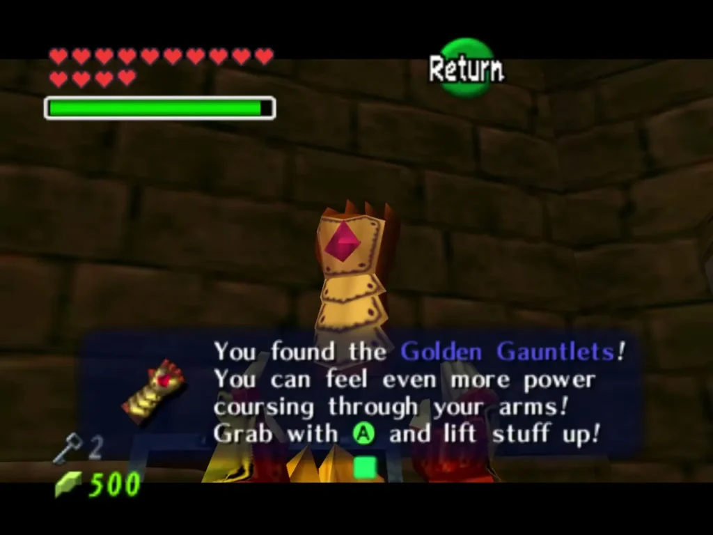 Golden Gauntlets item box with the complete message in the room Golden Gauntlets item box with the complete message in the room