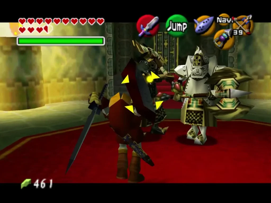 Link fighting the black Iron Knuckle while the white one attacks from the side Link fighting the black Iron Knuckle while the white one attacks from the side