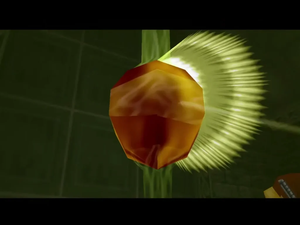 Light Arrow hitting the glowing core of the barrier in a burst of light Light Arrow hitting the glowing core of the barrier in a burst of light