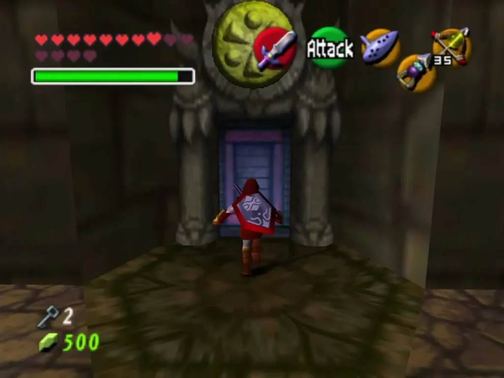 Link at the blue Light Trial door under a round green emblem Link at the blue Light Trial door under a round green emblem