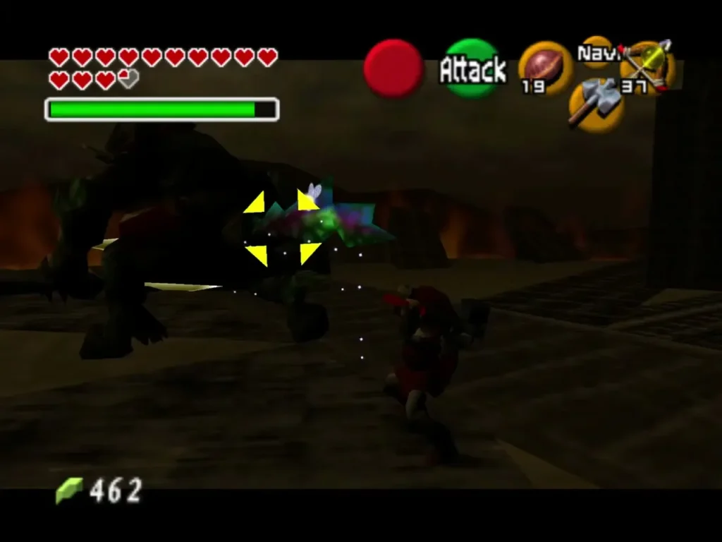 Link attacking Ganon from behind while his glowing tail is exposed Link attacking Ganon from behind while his glowing tail is exposed