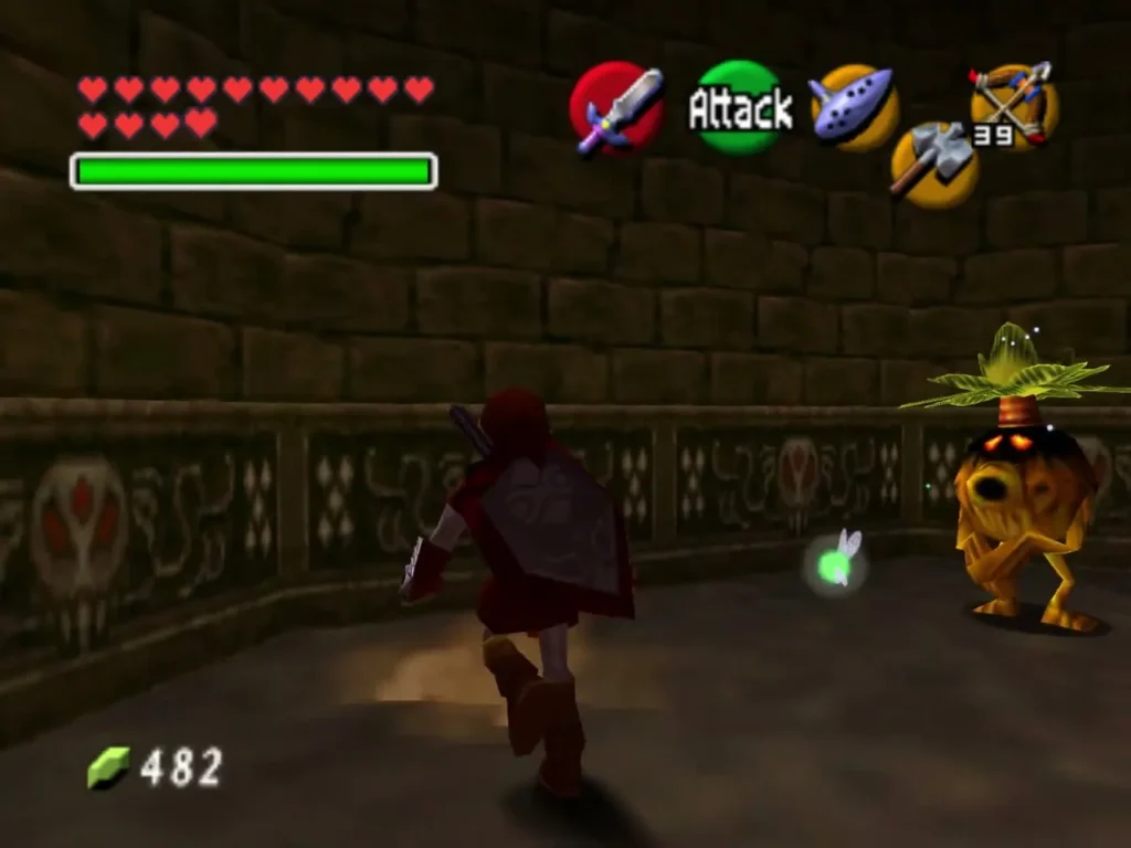 Link walking away from a Business Scrub after a purchase, the rupee count dropping to 482 Link walking away from a Business Scrub after a purchase, the rupee count dropping to 482