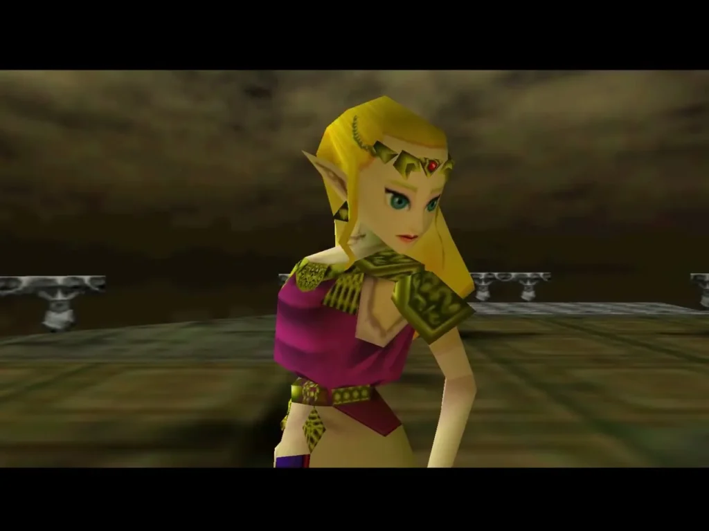 Zelda standing on the roof after breaking free from her crystal Zelda standing on the roof after breaking free from her crystal