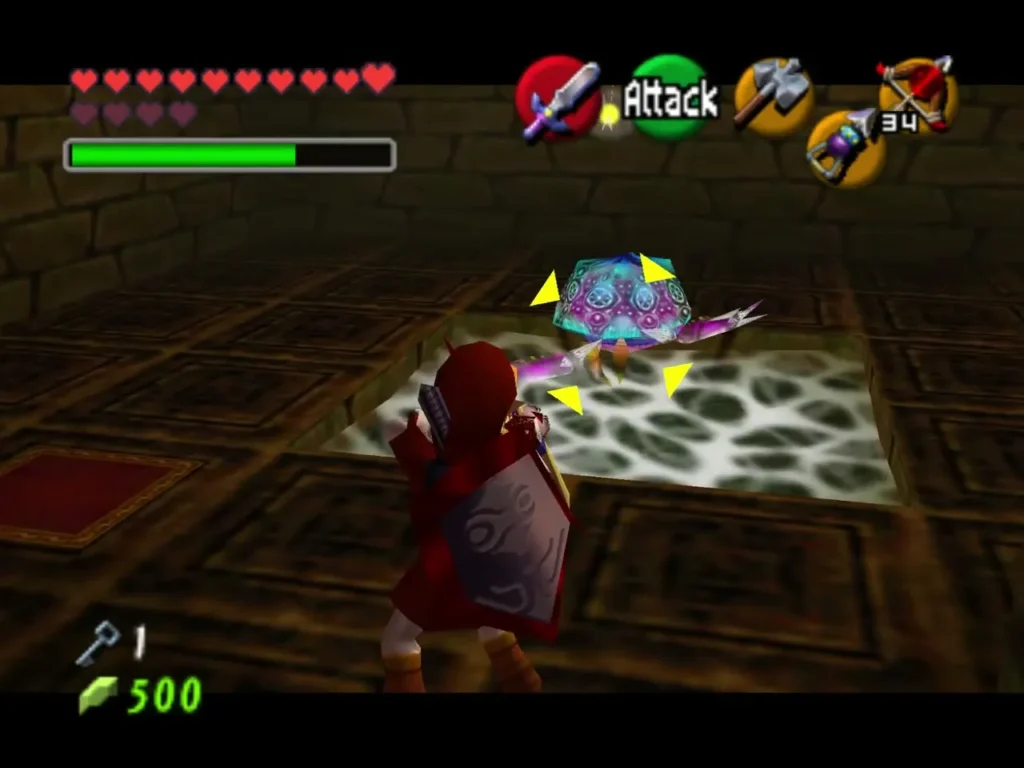 A Bari floating over the spider-web floor as Link enters the room A Bari floating over the spider-web floor as Link enters the room
