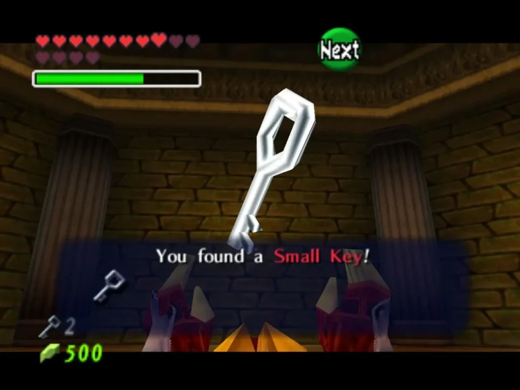 Link holding up a Small Key with the message You found a Small Key Link holding up a Small Key with the message You found a Small Key