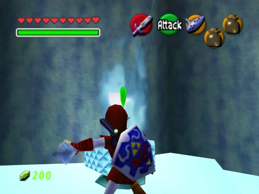 Link beside a column of Blue Fire next to a block of ice Link beside a column of Blue Fire next to a block of ice