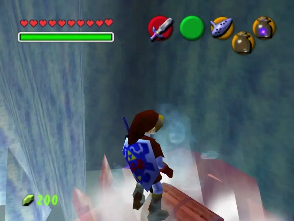 Blue Fire smoke rising from a block of red ice as Link stands beside it Blue Fire smoke rising from a block of red ice as Link stands beside it