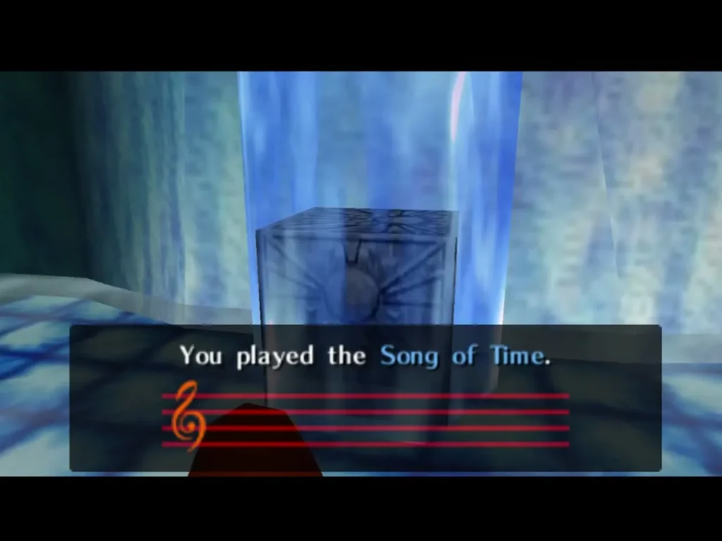 Song of Time played in Ice Cavern as a stone Time block forms beside the Blue Fire ledge Song of Time played in Ice Cavern as a stone Time block forms beside the Blue Fire ledge