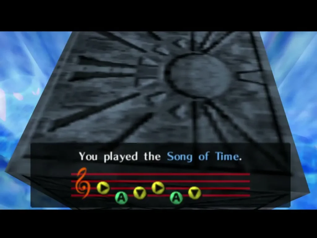 Song of Time played at the Triforce crest stone in Ice Cavern Song of Time played at the Triforce crest stone in Ice Cavern