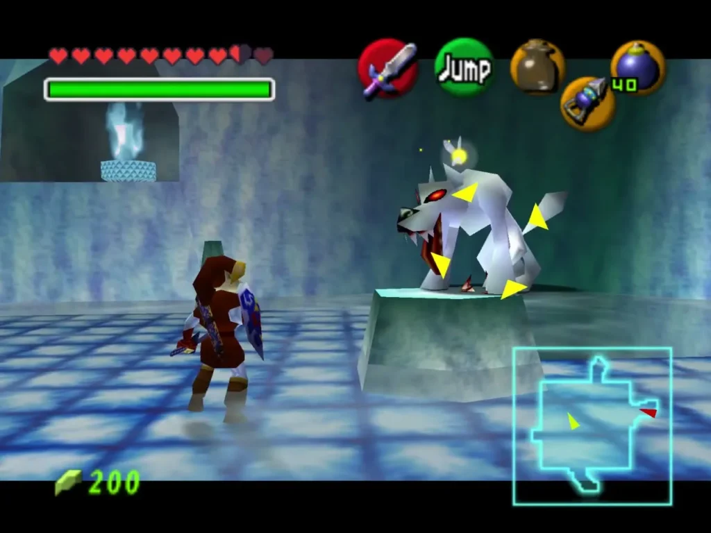 White Wolfos crouched on a pillar in a tiled hall in Ice Cavern White Wolfos crouched on a pillar in a tiled hall in Ice Cavern