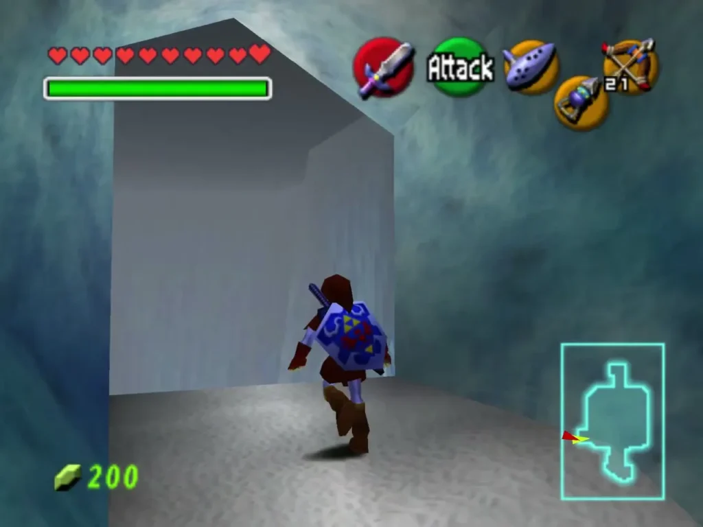 Link running back through the icy passage of the Ice Cavern Link running back through the icy passage of the Ice Cavern